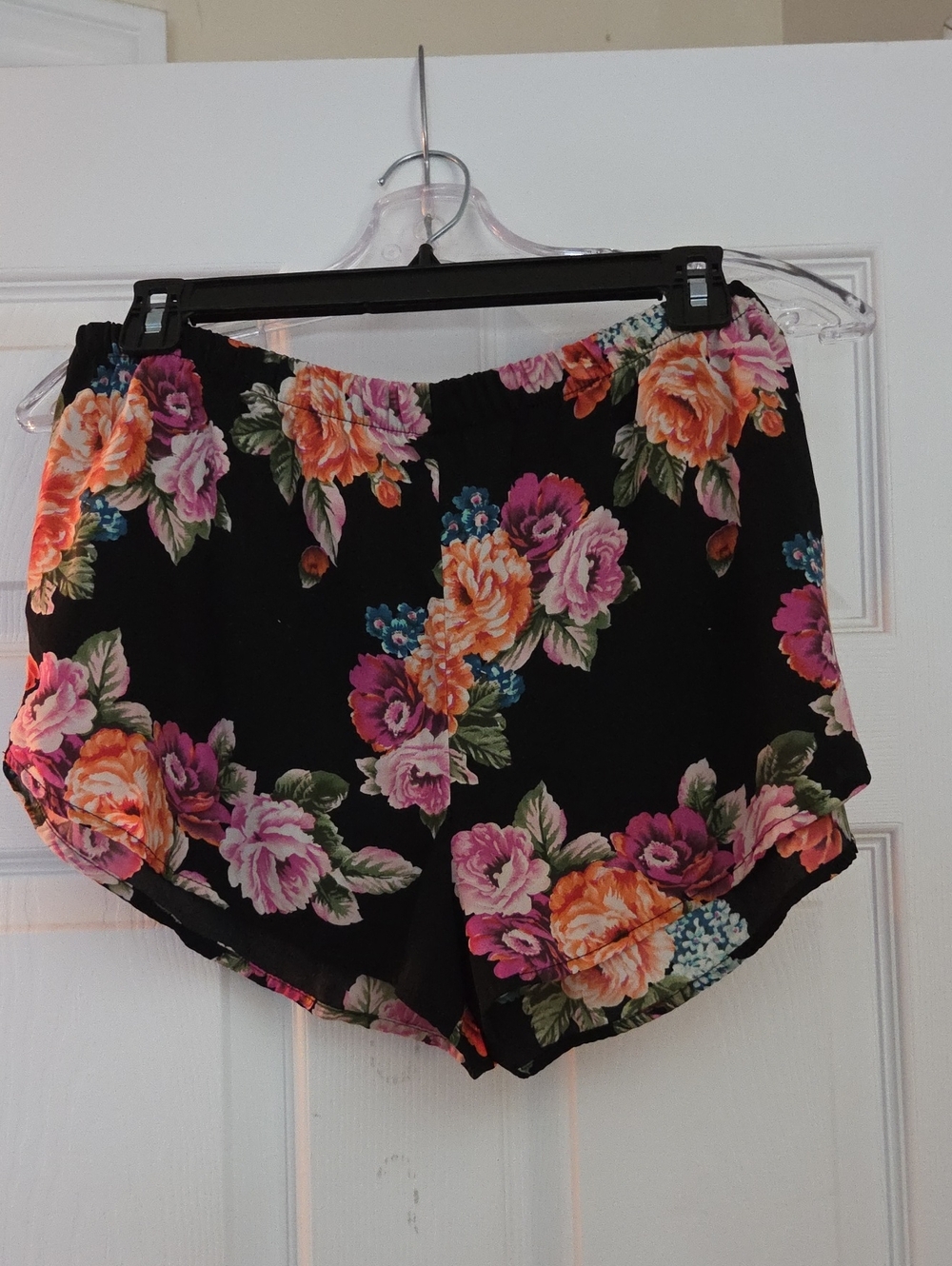 Streetwear Society Black Floral High-Waist Summer Shorts